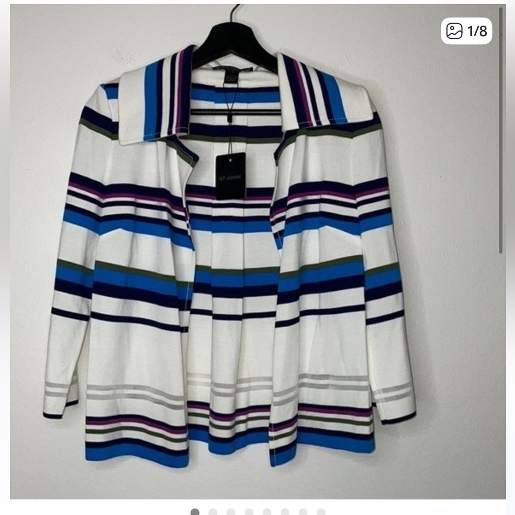 St John Open Front Striped Blazer Jacket